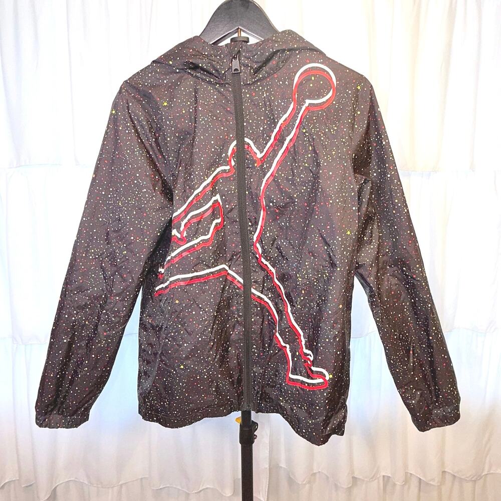 Jordan Boys Long Sleeve Speckle Print Jumpman Windbreaker Size L (12-13 Y)
